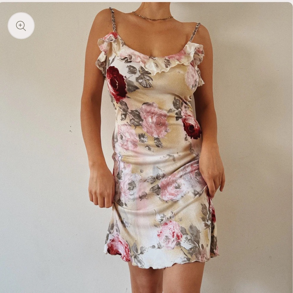 EURO ITALIAN Italian Designer Silky
Romantic Floral Dress